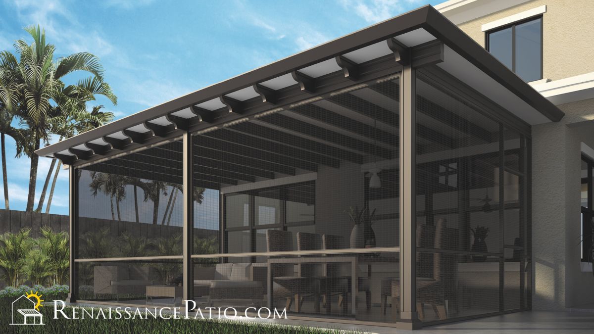 Coastal-Improvement10-Large Format - Classico Patio Roof Scallop with Screen and Bronze Framing